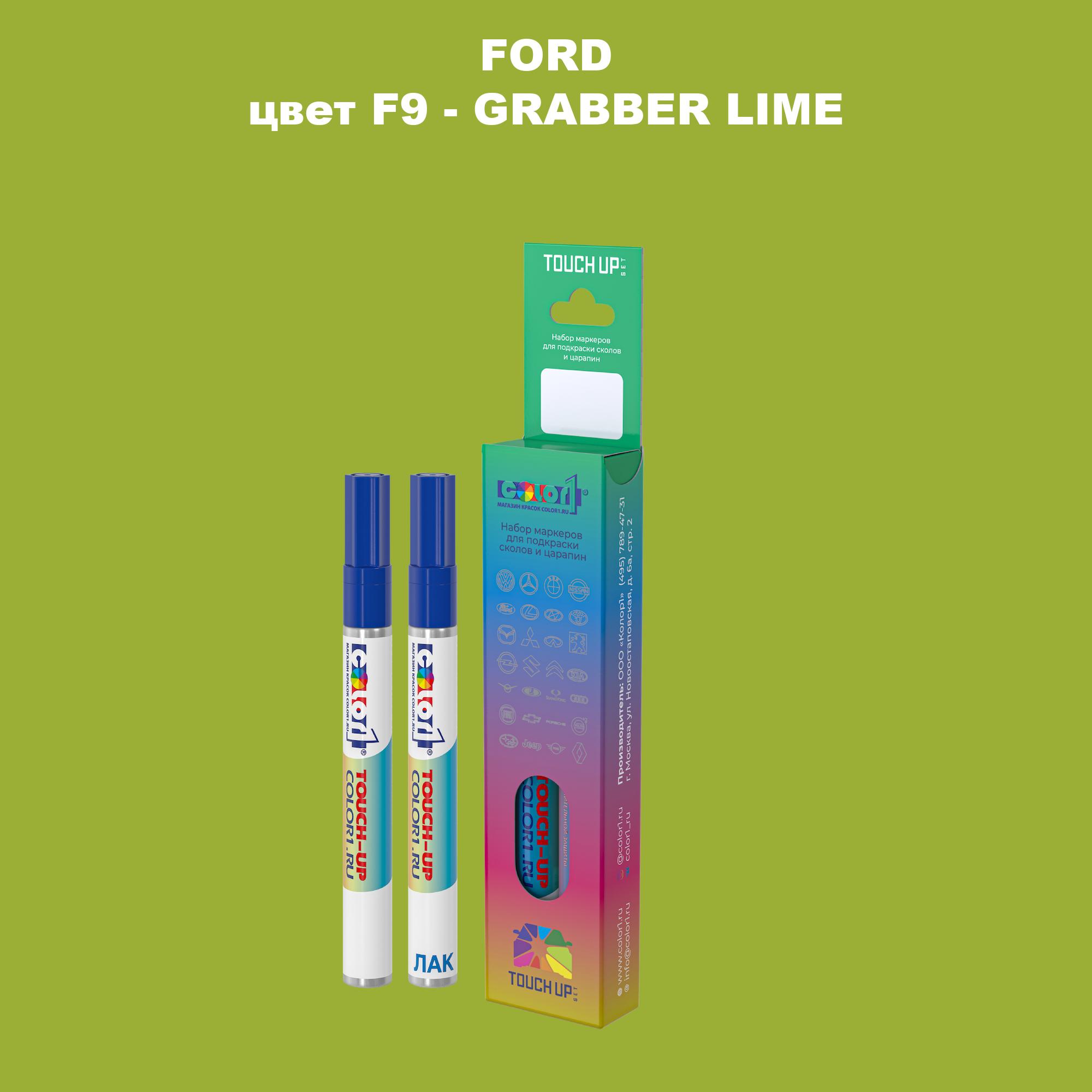 

Маркер с краской COLOR1 для FORD, цвет F9 - GRABBER LIME, Прозрачный