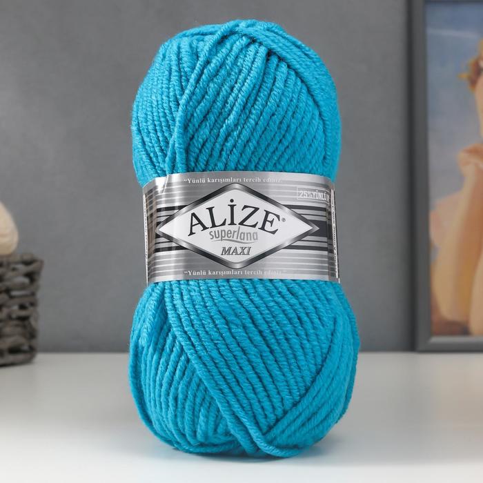 

Пряжа Superlana Maxi 75% акрил, 25% шерсть 100м/100гр (484), Бирюзовый