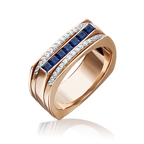 

Кольцо из золота с бриллиантом/сапфиром р. 17,5 PLATINA jewelry 01-5237-00-105-1110-30, 01-5237-00-105-1110-30