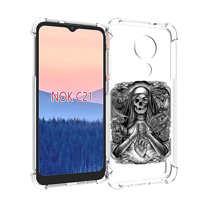 

Чехол MyPads скелет с сердцем для Nokia C21, Прозрачный, Tocco