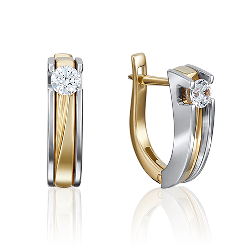 

Серьги из комбинированного золота с бриллиантом PLATINA jewelry 02-4069-00-101-1121-30, 02-4069-00-101-1121-30