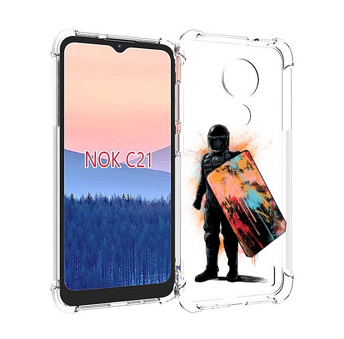 

Чехол MyPads солдат с красочным щитом для Nokia C21, Прозрачный, Tocco