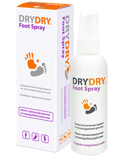 фото Антиперспирант спрей dry dry foot spray для ног от повышенного потоотделения 100 мл