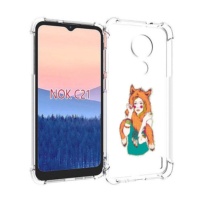 

Чехол MyPads Девушка лиса для Nokia C21, Прозрачный, Tocco