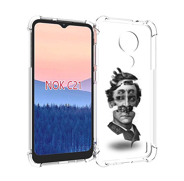 

Чехол MyPads страшное лицо абстракция для Nokia C21, Прозрачный, Tocco