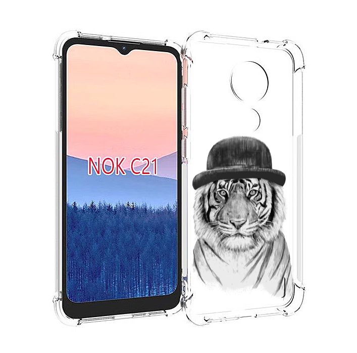 

Чехол MyPads тигр британец для Nokia C21, Прозрачный, Tocco