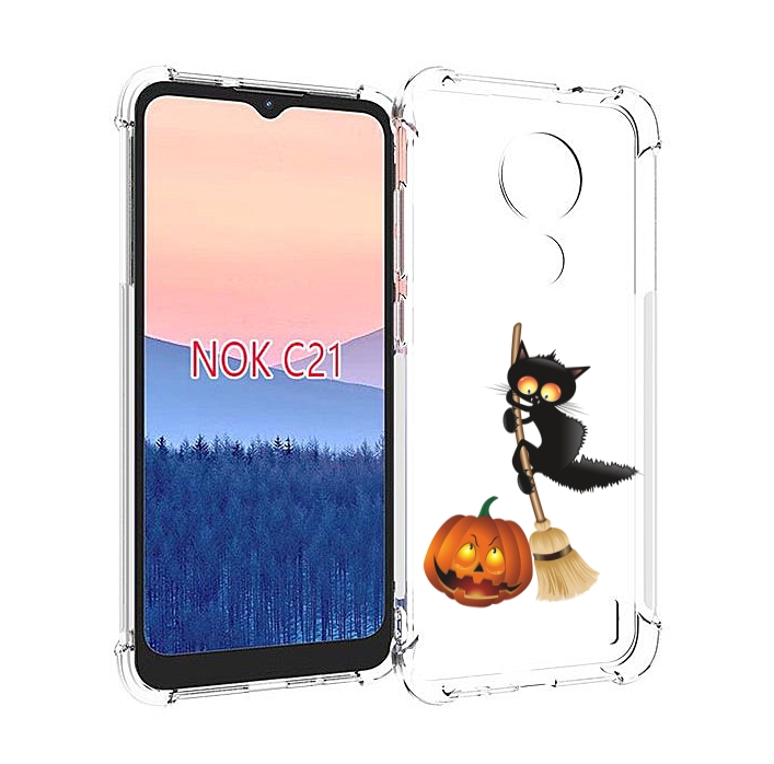 

Чехол MyPads хэлуинский котик для Nokia C21, Прозрачный, Tocco