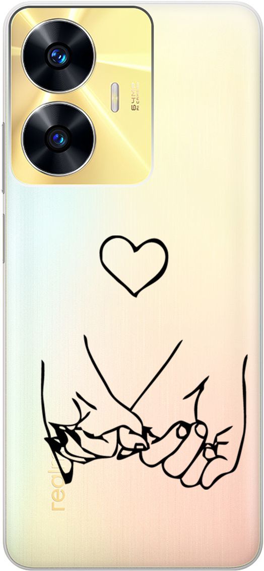 

Силиконовый чехол на Realme C55 с 3D принтом "Lovers Hands" прозрачный, Прозрачный;черный, 159498