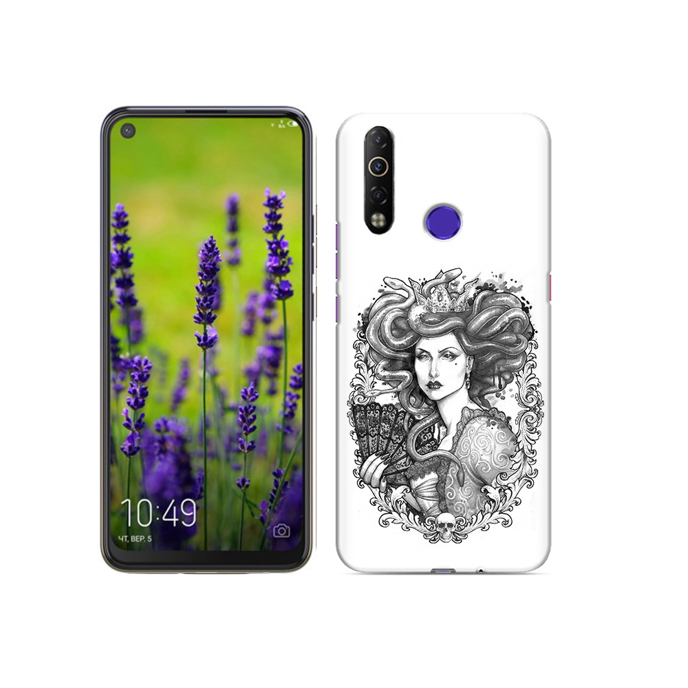 

Чехол MyPads Tocco для Tecno Camon 12 Air медуза черно белый, Прозрачный, Tocco