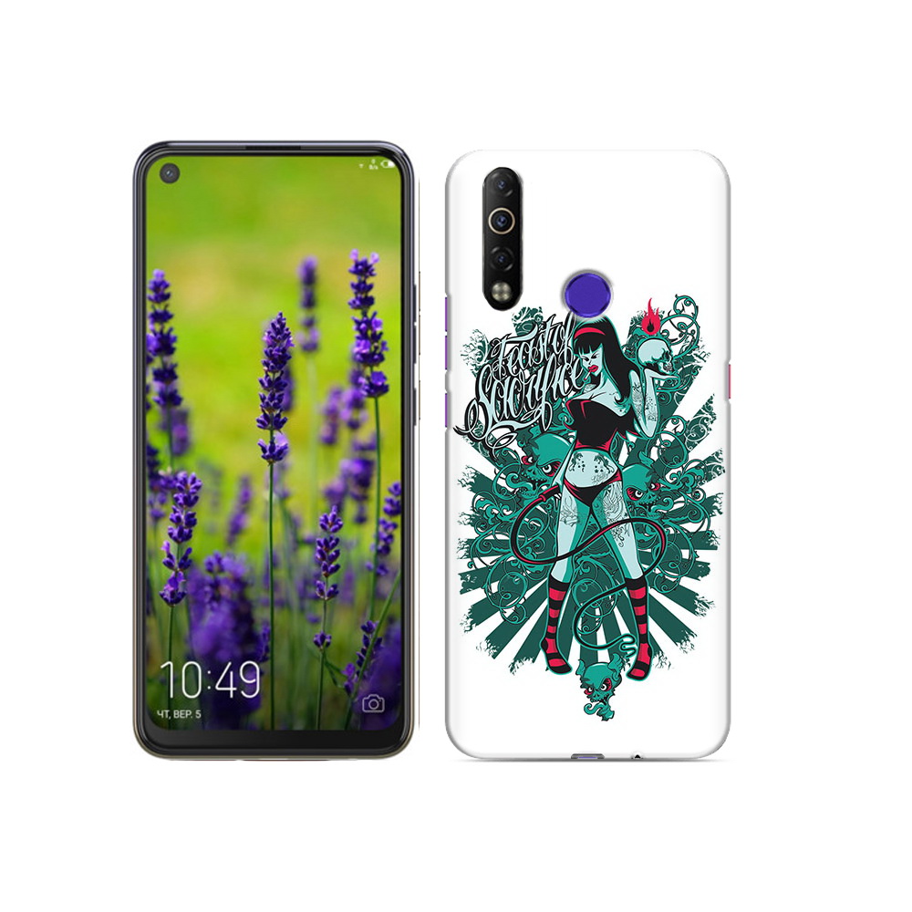 

Чехол MyPads Tocco для Tecno Camon 12 Air нарисованная девушка в татуировках, Прозрачный, Tocco