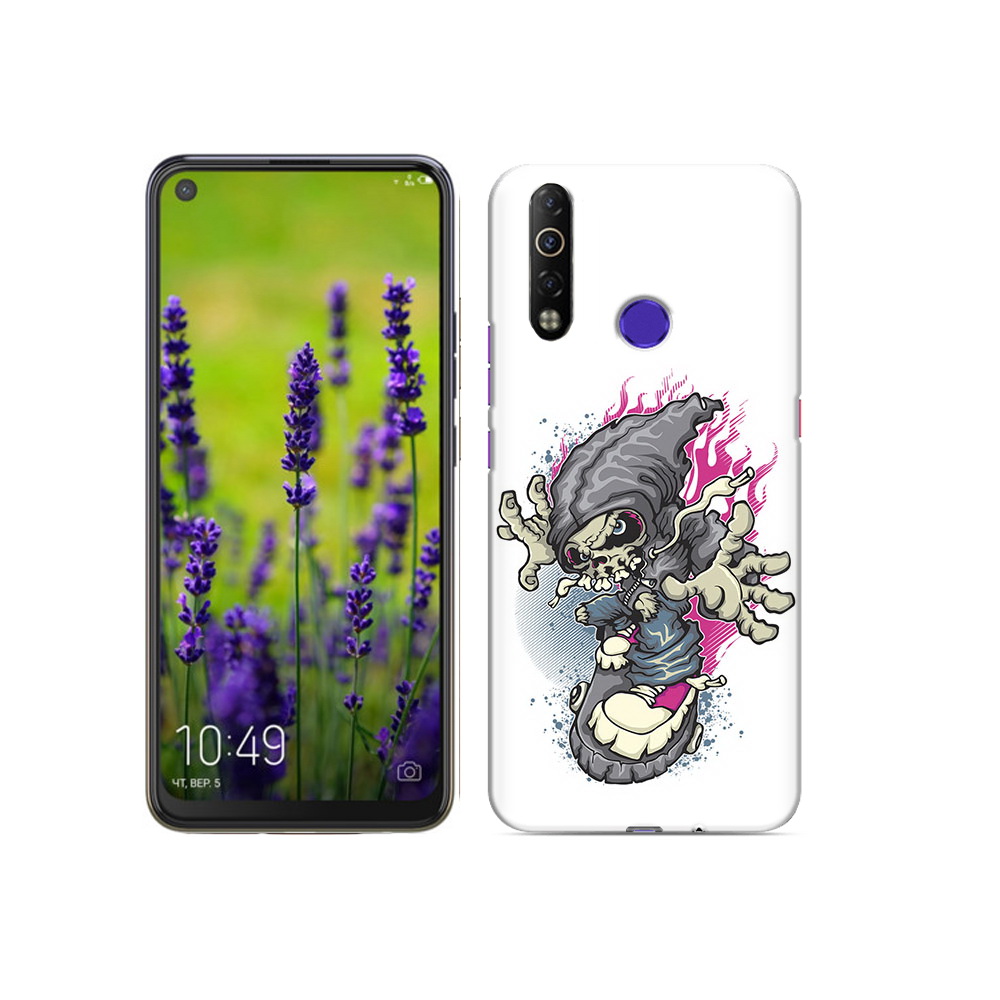 

Чехол MyPads Tocco для Tecno Camon 12 Air нарисованный скелет на скейт борде, Прозрачный, Tocco