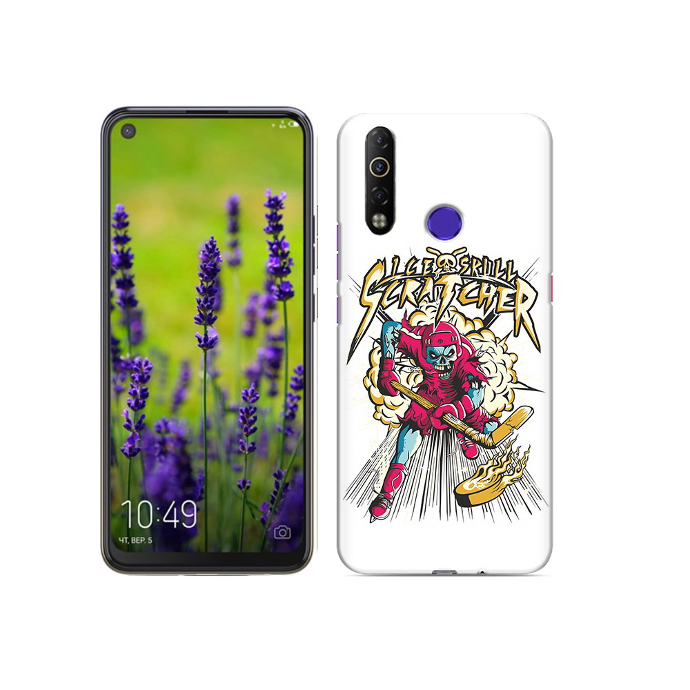 

Чехол MyPads Tocco для Tecno Camon 12 Air нарисованный скелет хоккеист, Прозрачный, Tocco