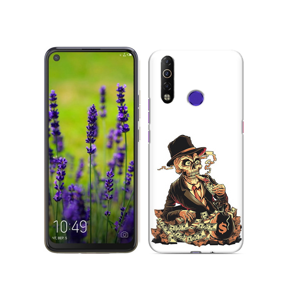 

Чехол MyPads Tocco для Tecno Camon 12 Air нарисованный череп с сигаретой, Прозрачный, Tocco