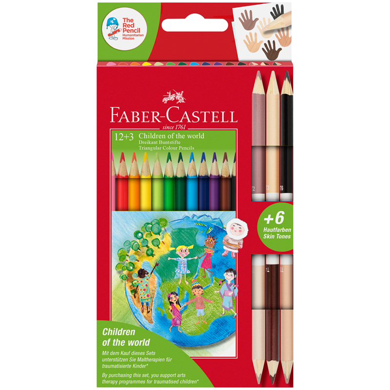 фото Карандаши цветные. faber-castell. дети мира. 18 цветов. трехгранные