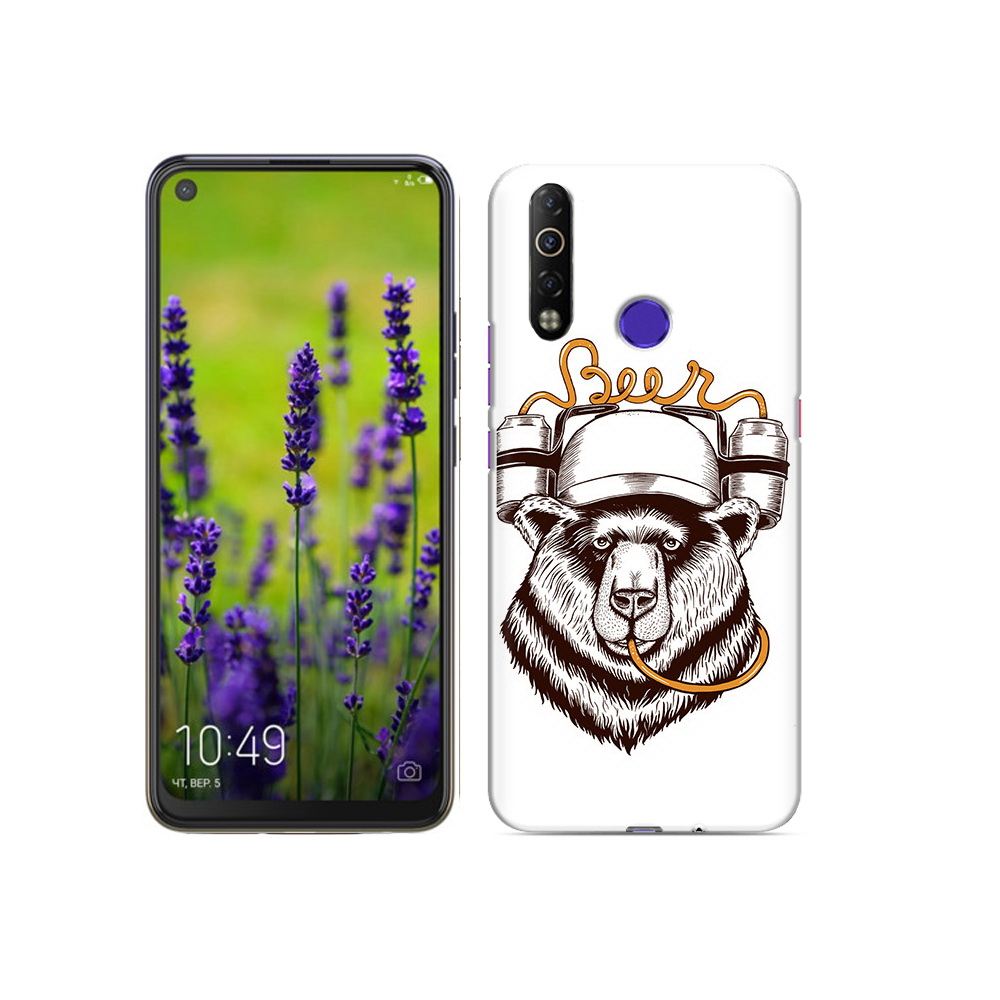 

Чехол MyPads Tocco для Tecno Camon 12 Air пивной медведь, Прозрачный, Tocco