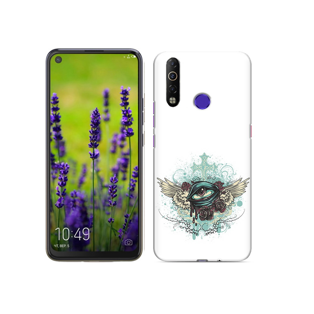 

Чехол MyPads Tocco для Tecno Camon 12 Air плачущий глаз с крыльями, Прозрачный, Tocco