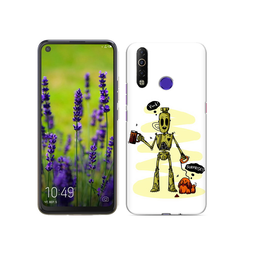 

Чехол MyPads Tocco для Tecno Camon 12 Air прикольный робот, Прозрачный, Tocco