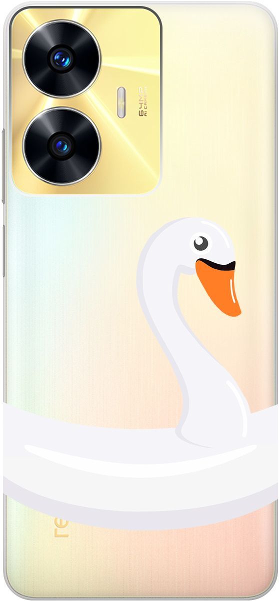 

Силиконовый чехол на Realme C55 с 3D принтом "Swan Swim Ring" прозрачный, Прозрачный;белый, 159499