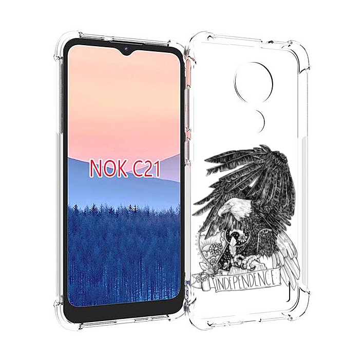 

Чехол MyPads черно белый сокол для Nokia C21, Прозрачный, Tocco