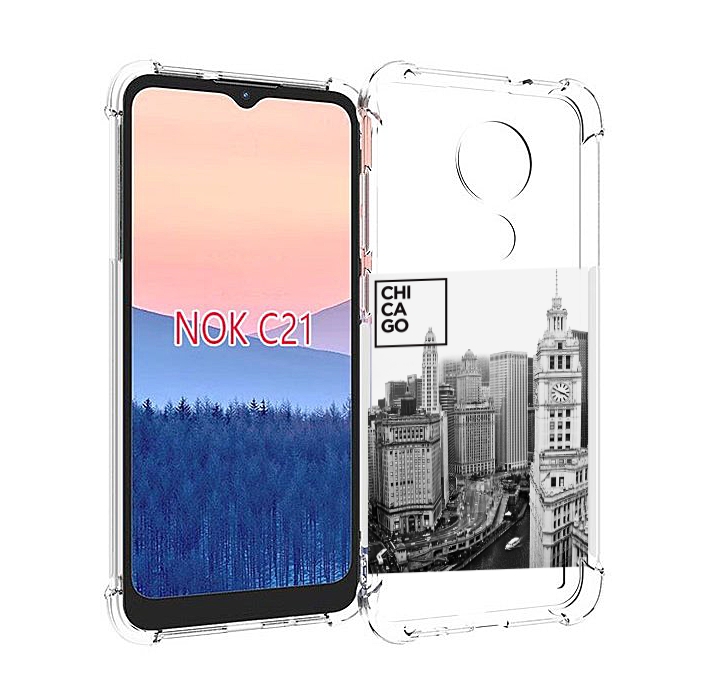 

Чехол MyPads черно белый чикаго для Nokia C21, Прозрачный, Tocco