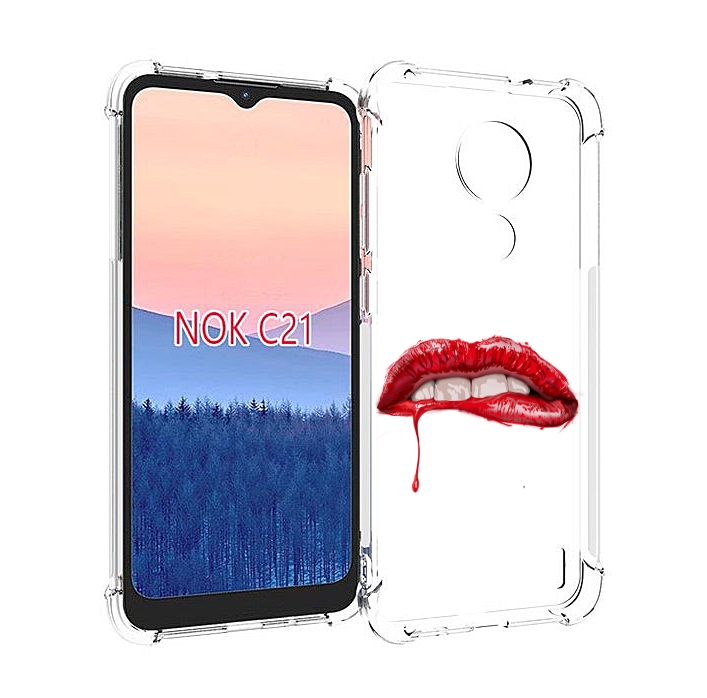 

Чехол MyPads яркие красные губы для Nokia C21, Прозрачный, Tocco