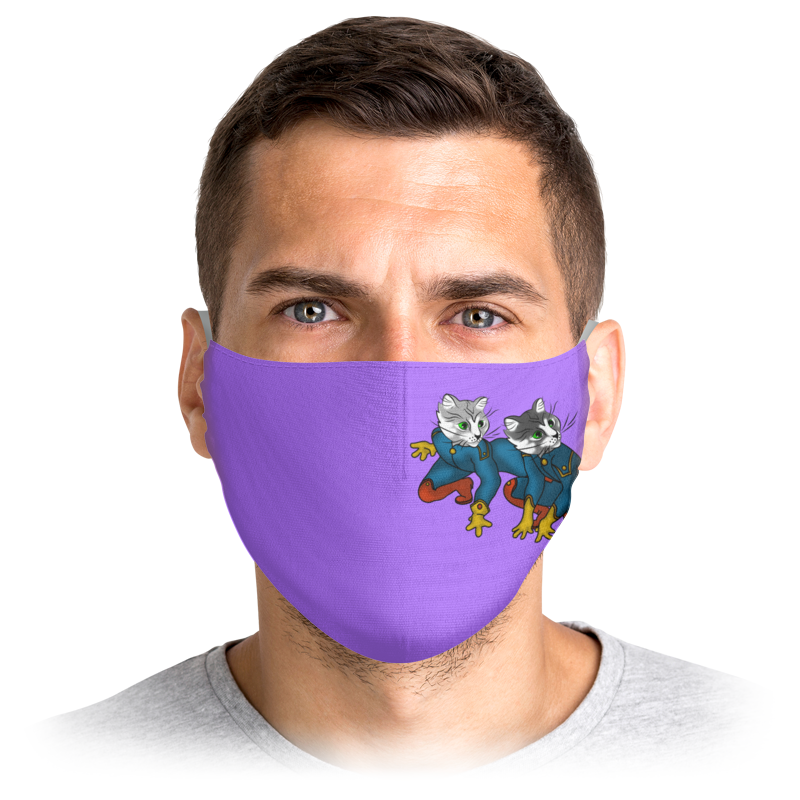 

Многоразовая маска Printio Два кота - 5 фиолетовая L, Два кота - 5