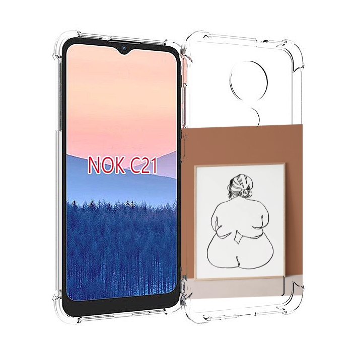 

Чехол MyPads Body Positive Female Figure Line Art женский для Nokia C21, Прозрачный, Tocco