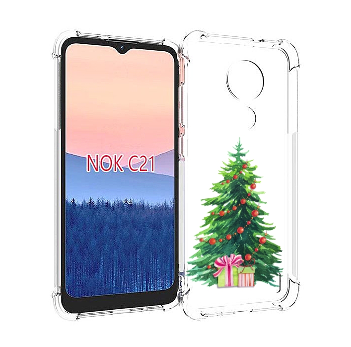 

Чехол MyPads Елка новогодняя с подарками акварель для Nokia C21, Прозрачный, Tocco