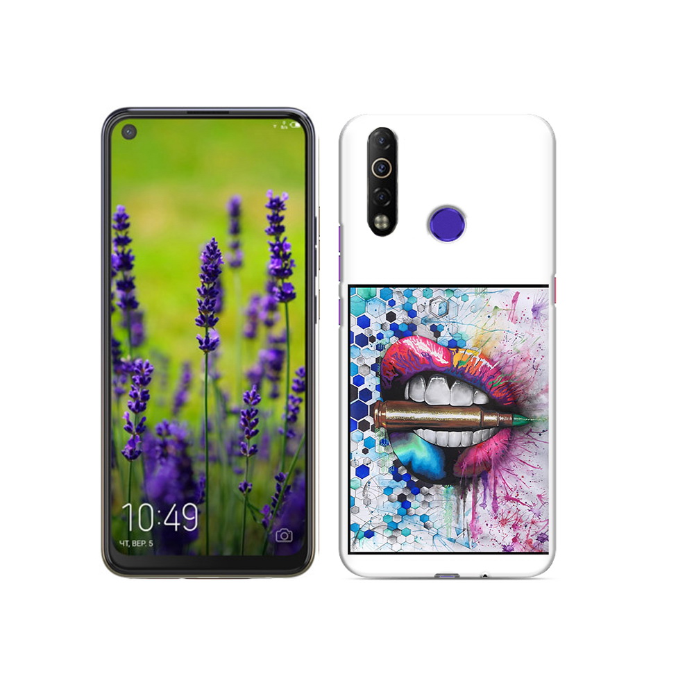 

Чехол MyPads Tocco для Tecno Camon 12 Air разноцветные губы с пулей, Прозрачный, Tocco
