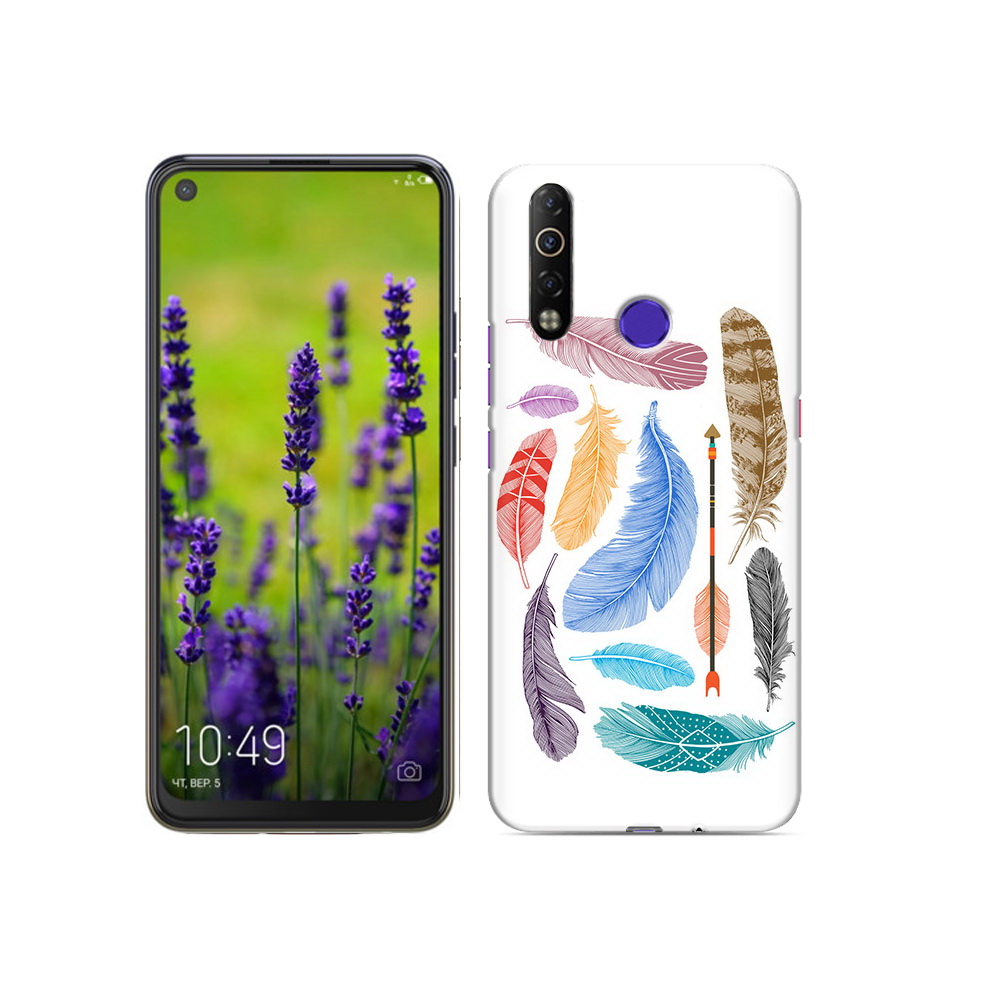 

Чехол MyPads Tocco для Tecno Camon 12 Air разноцветные перья, Прозрачный, Tocco