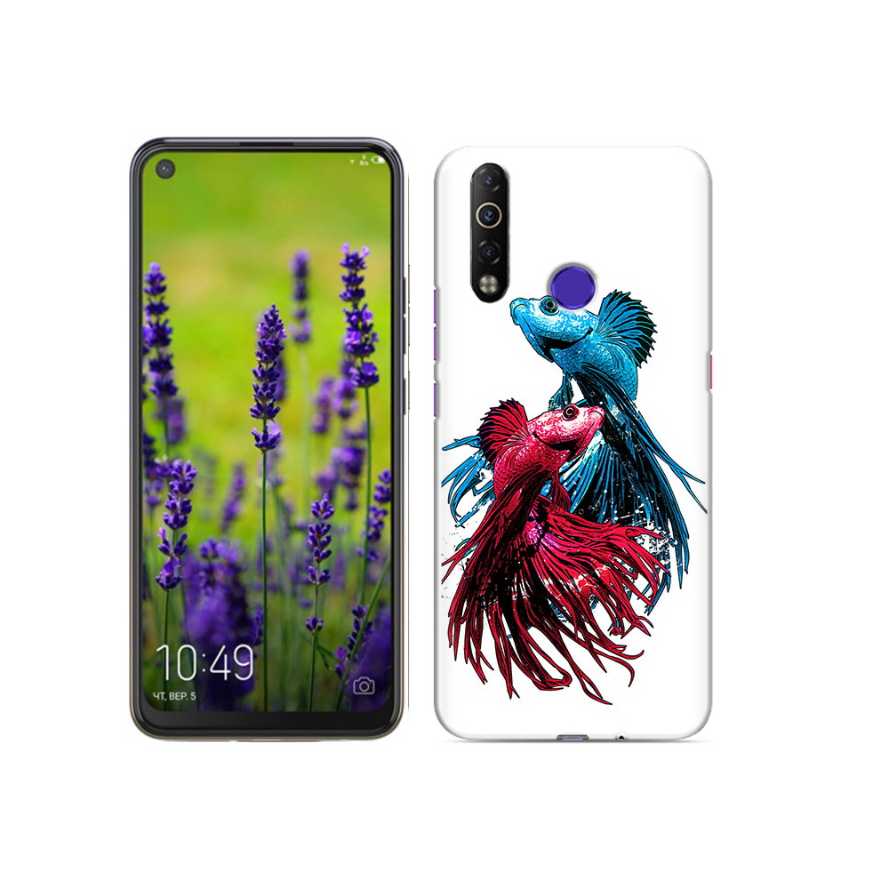 

Чехол MyPads Tocco для Tecno Camon 12 Air рыбы петушки, Прозрачный, Tocco