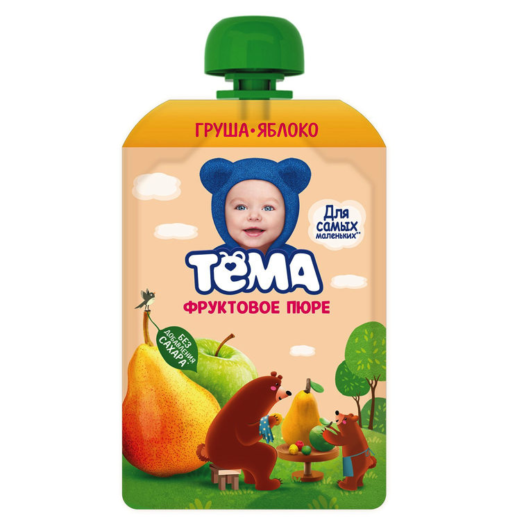 

Пюре фруктовое Тёма Груша-яблоко, 90 г, 1 шт., Груша яблоко пауч