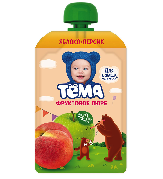

Пюре фруктовое Тёма Яблоко-персик, 90 г, 1 шт., Яблоко персик пауч