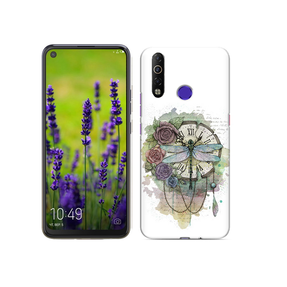 

Чехол MyPads Tocco для Tecno Camon 12 Air старинные часы в цветах, Прозрачный, Tocco