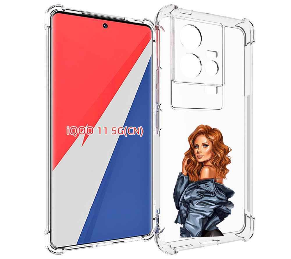 

Чехол MyPads Рыжая-девушка женский для Vivo iQOO 11, Прозрачный, Tocco