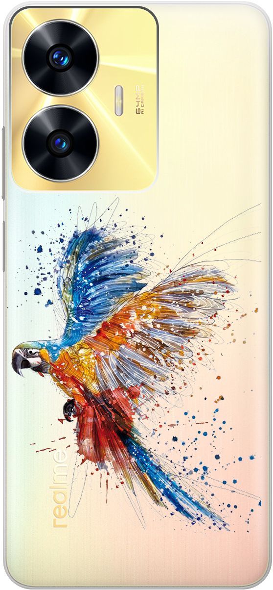 

Силиконовый чехол на Realme C55 с 3D принтом "Colorful Parrot" прозрачный, Прозрачный;голубой, 159499
