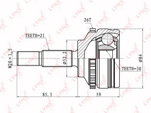 

Co-6304A Шрус Наружный К-Кт Renault Clio Ii/Kangoo 97-09 LYNXauto co6304a