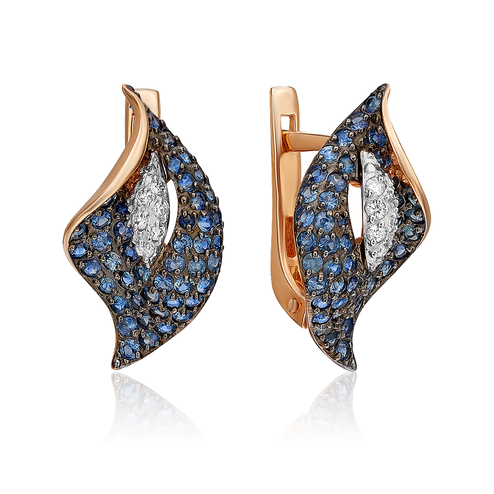 

Серьги из красного золота PLATINA jewelry 02-0796-00, бриллиант/сапфир, 02-0796-00