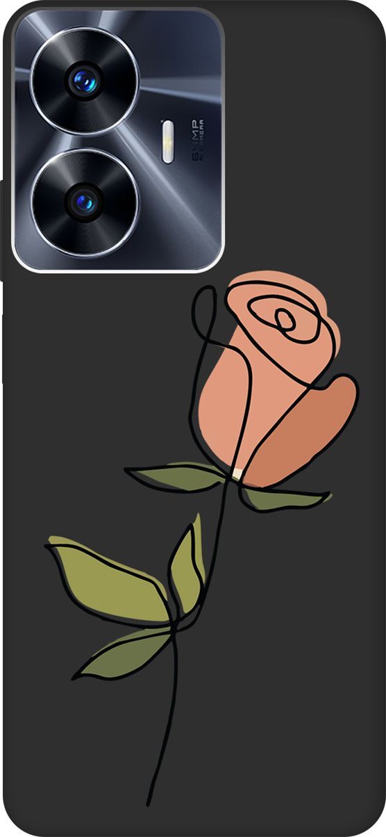 

Матовый Soft Touch силиконовый чехол на Realme C55 с 3D принтом "Rose" черный, Черный;зеленый, 159501