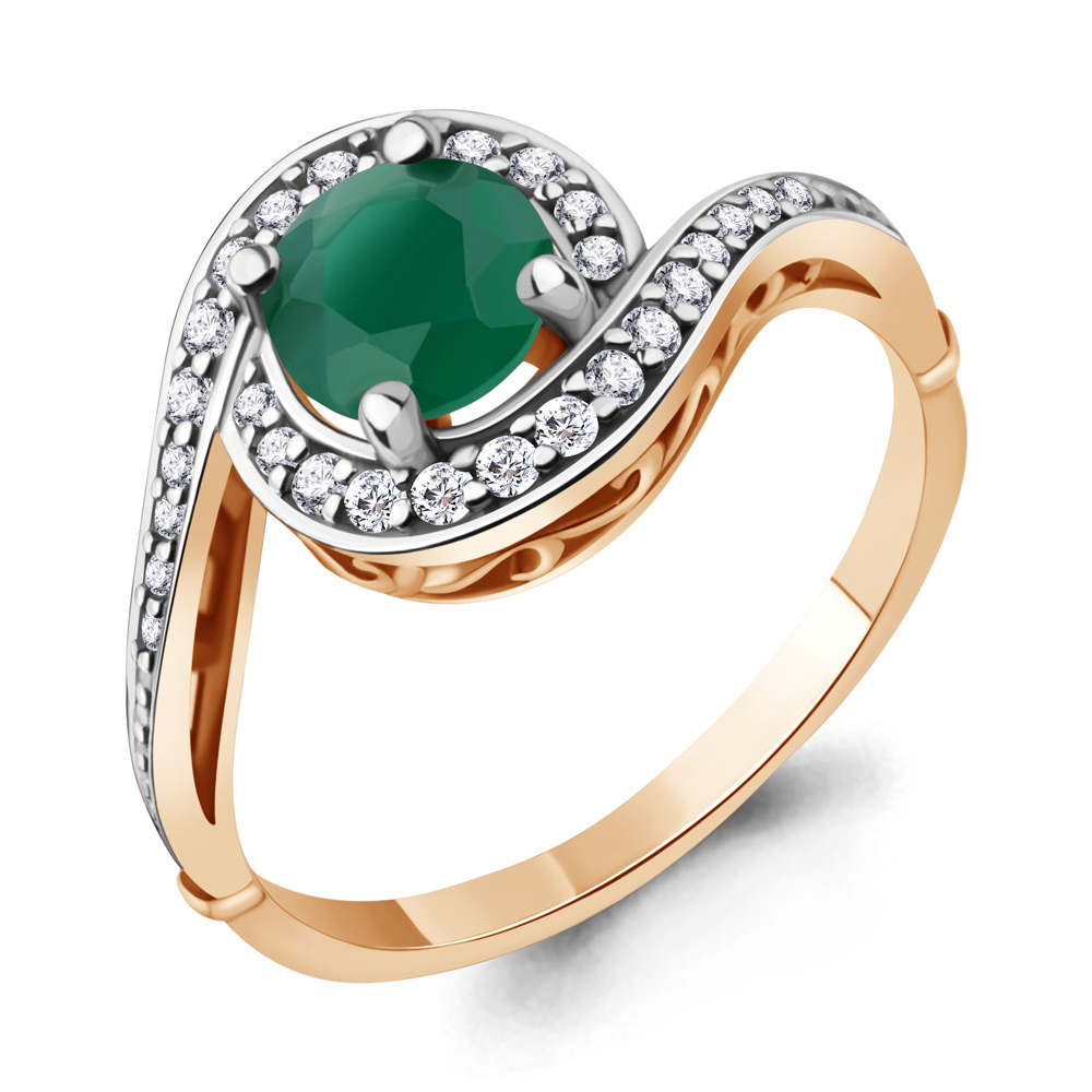 

Кольцо из серебра с агатом/фианитом р. Aquamarine 6398509А, 6398509А_925_з