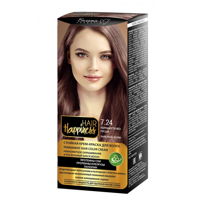 Крем краска для волос БЕЛИТА HAIR HAPPINESS тон 7.24 Перламутрово-русый лосьон для химической завивки окрашенных волос 2 protecting curling lotion n2