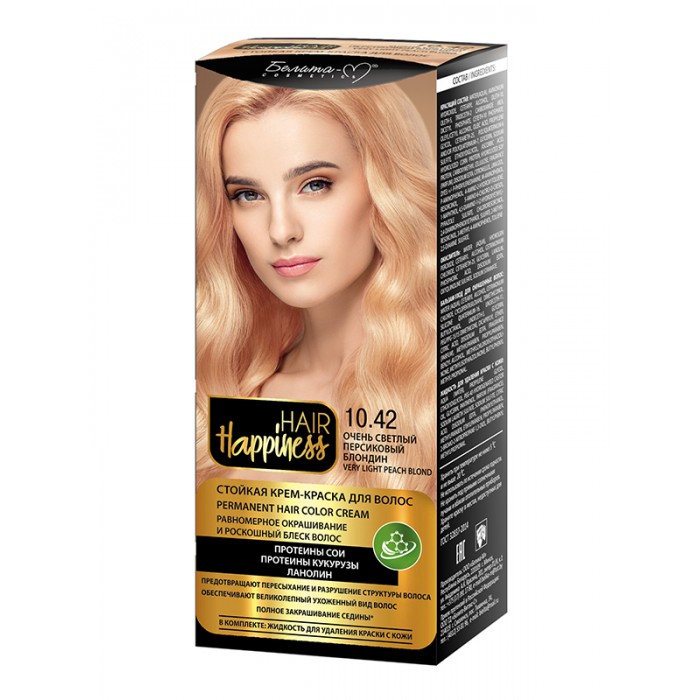 Краска для волос БЕЛИТА HAIR HAPPINESS тон 10.42 светлый персиковый блондин плёнка матовая краски персиковый 0 58 х 0 58 м