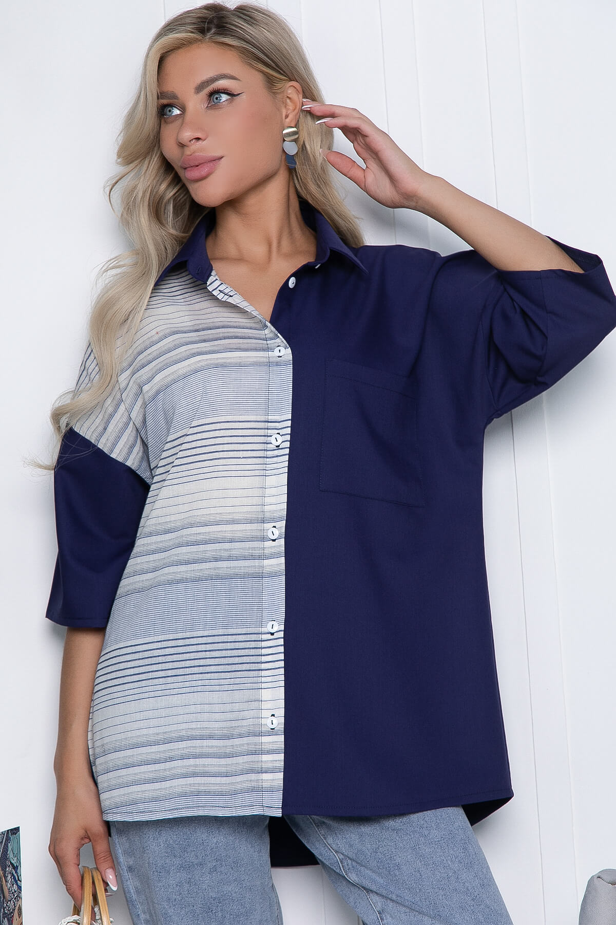 

Рубашка женская LT Collection Модис синяя 46 RU, Синий, Модис