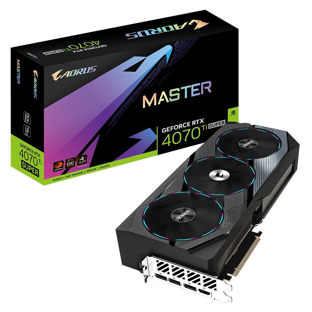 

Видеокарта GIGABYTE NVIDIA GeForce RTX 4070 Ti SUPER AORUS MASTER, GeForce RTX 4070 Ti SUPER AORUS MASTER