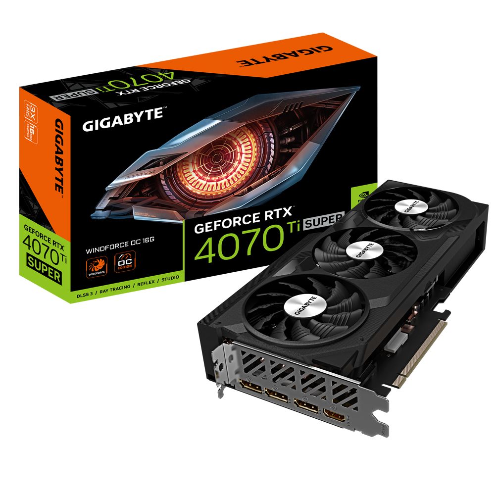 

Видеокарта GIGABYTE NVIDIA GeForce RTX 4070 Ti SUPER WINDFORCE OC, GeForce RTX 4070 Ti SUPER WINDFORCE OC