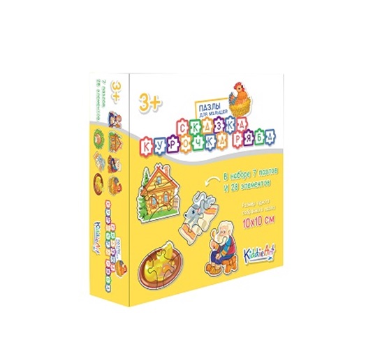 

Картонный пазл Kiddie Art 7-28 Сказка Курочка Ряба 28 деталей, C22026