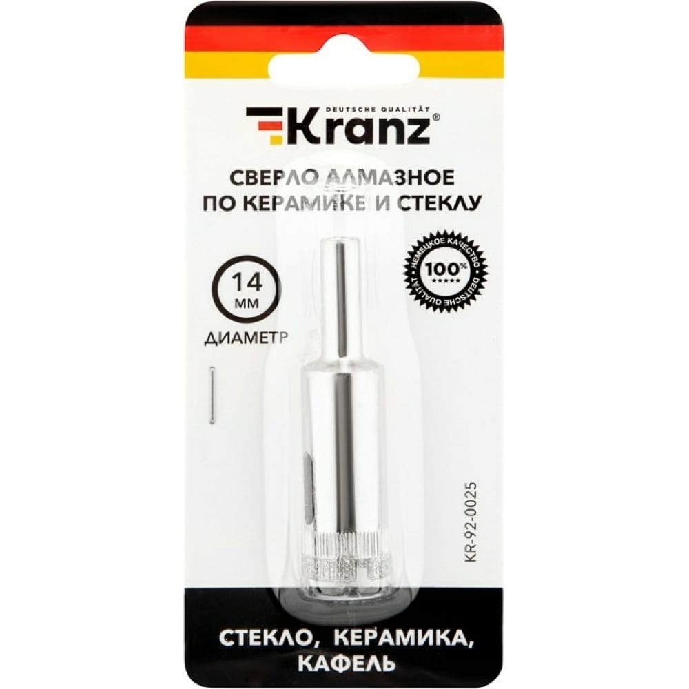 Алмазное сверло по керамограниту, керамике и стеклу KRANZ KR-92-0025