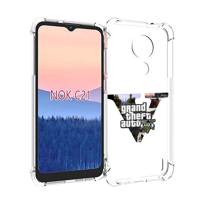 

Чехол MyPads GTA 5 логотип для Nokia C21, Прозрачный, Tocco