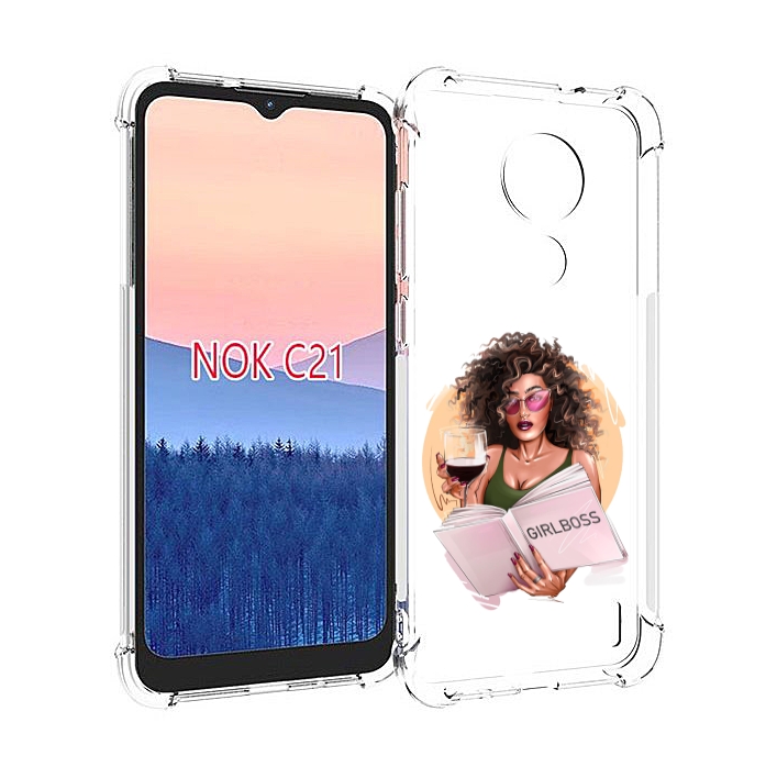 

Чехол MyPads Girlboss with wine_ Etsy женский для Nokia C21, Прозрачный, Tocco