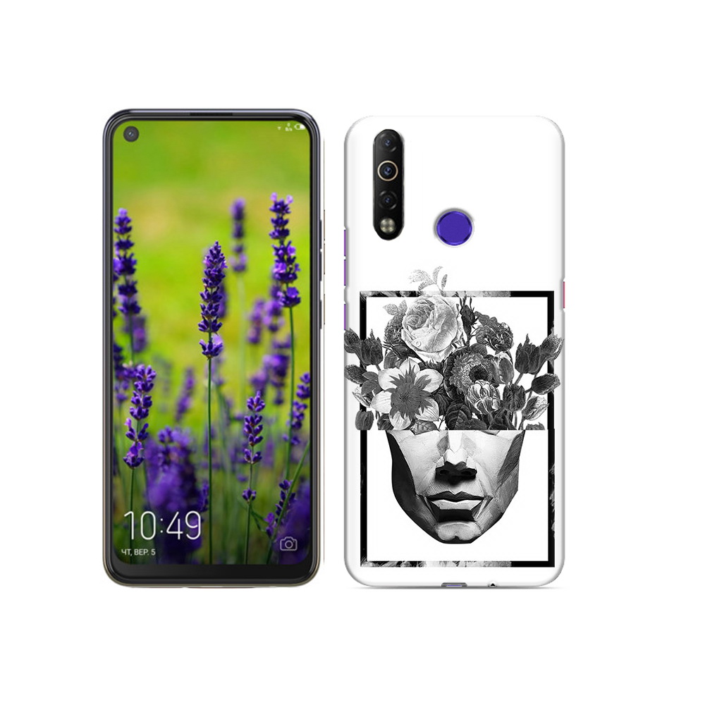 

Чехол MyPads Tocco для Tecno Camon 12 Air черно белая ваза в абстракции, Прозрачный, Tocco
